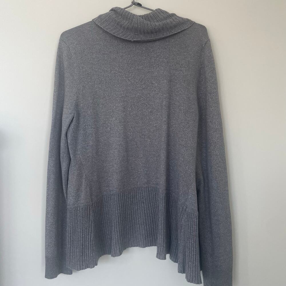 White House Black Market Sz L open front metallic cardigan - Picture 2 of 13